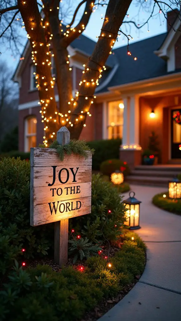 festive illuminated holiday signs