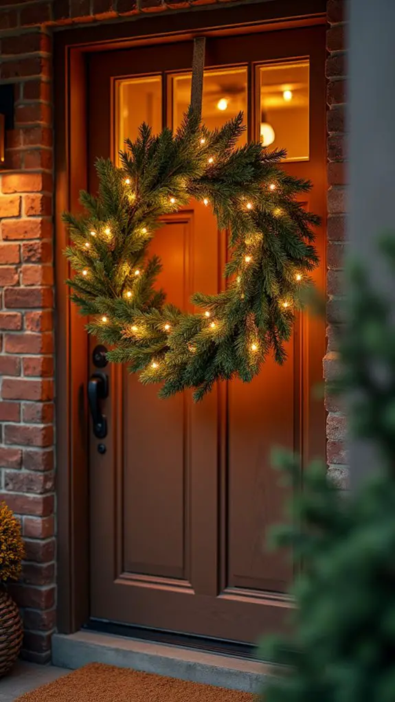 festive light up wreaths installation