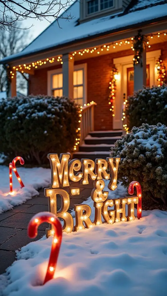 festive outdoor lighted signs