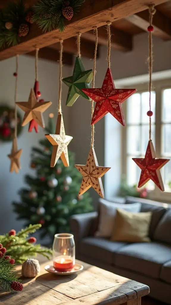 festive painted wooden stars