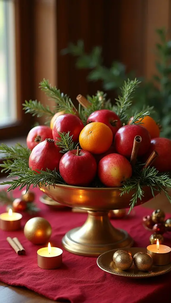 festive red and gold fruits