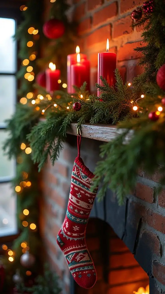 festive red and green