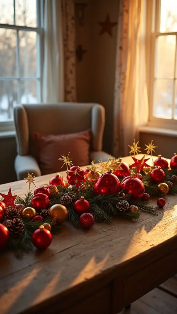 festive red gold ornaments