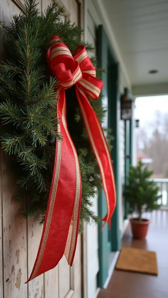 festive ribbon wreath creation