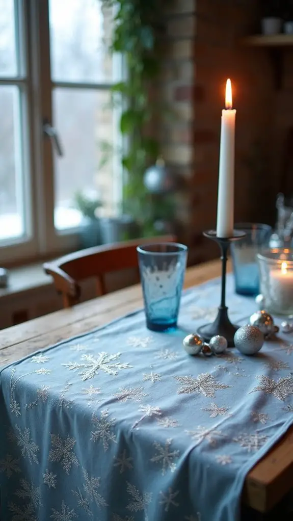 festive shimmering snowflake tablecloth