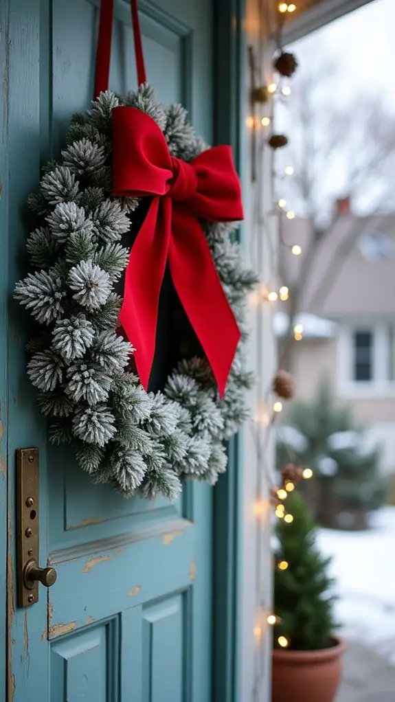 festive snowy red wreath
