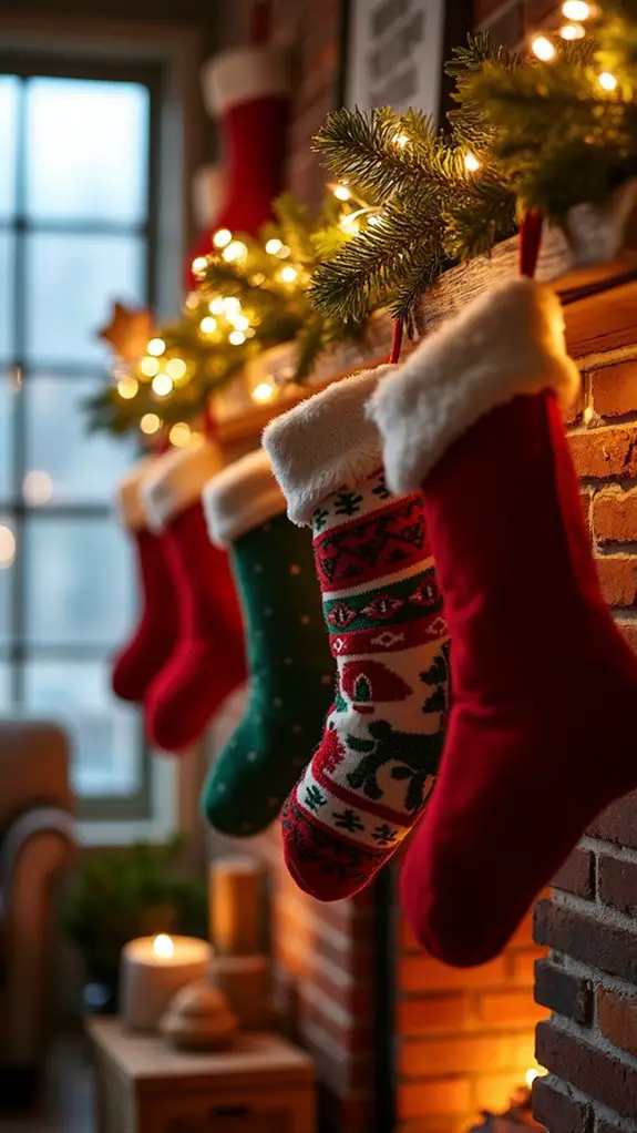 festive stockings with lights