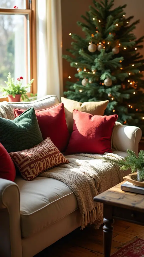festive throw pillow decor