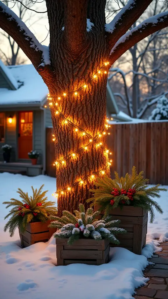 festive tree trunk decorations