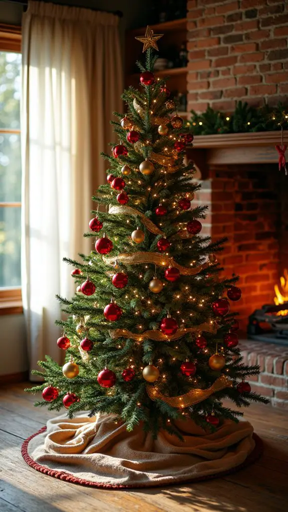 festive tree with greenery