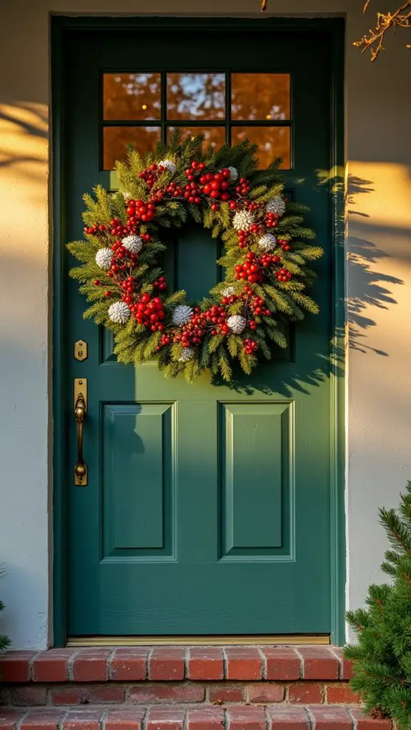 festive wreath with ornaments