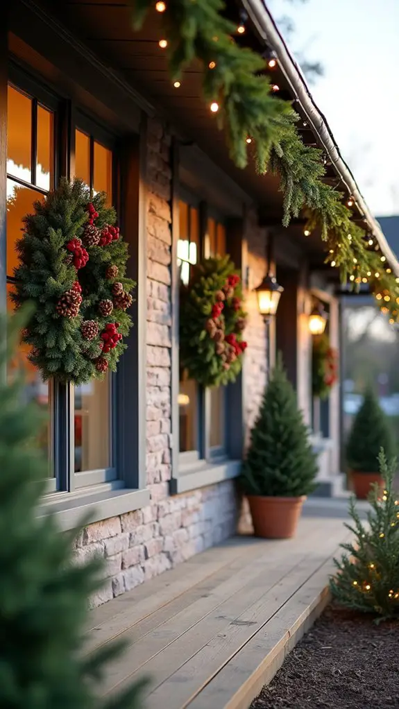 festive wreaths brighten windows