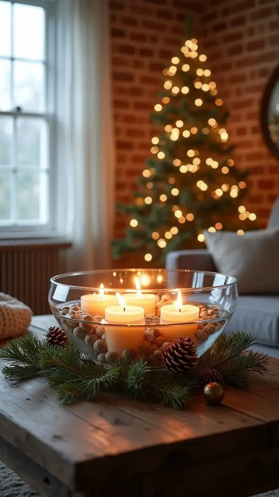 floating candles in bowls