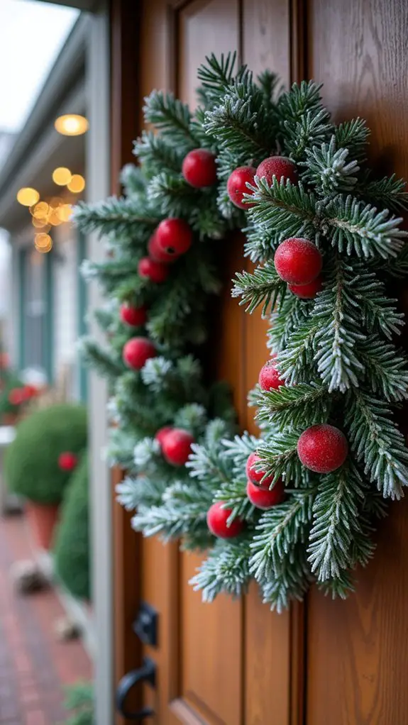 frosted evergreen cranberry wreath