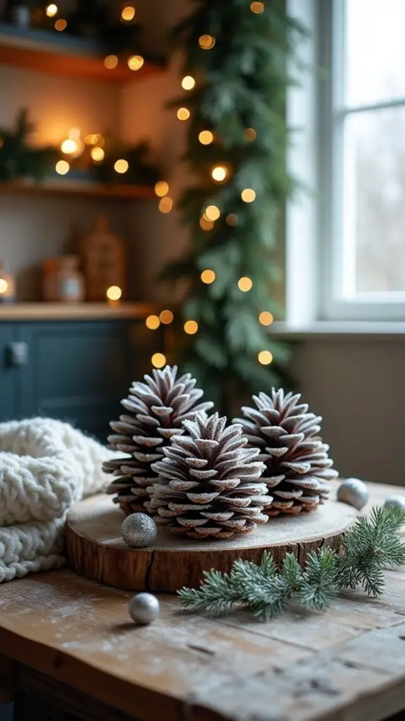 frosted pine cone ornaments
