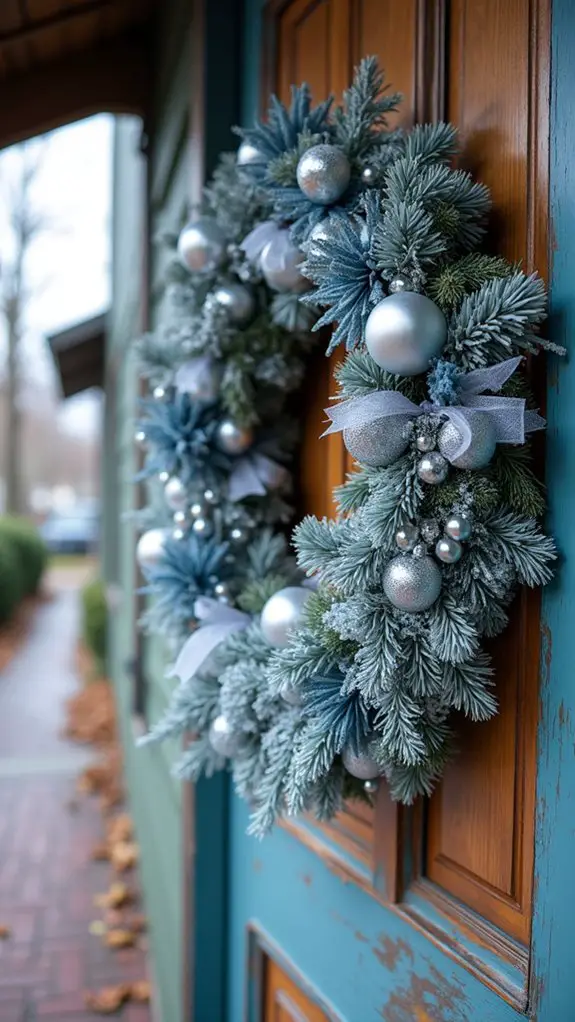 frosted silver and blue