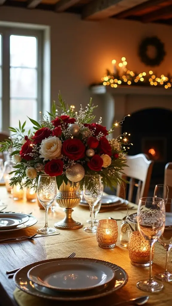 glamorous holiday table centerpiece