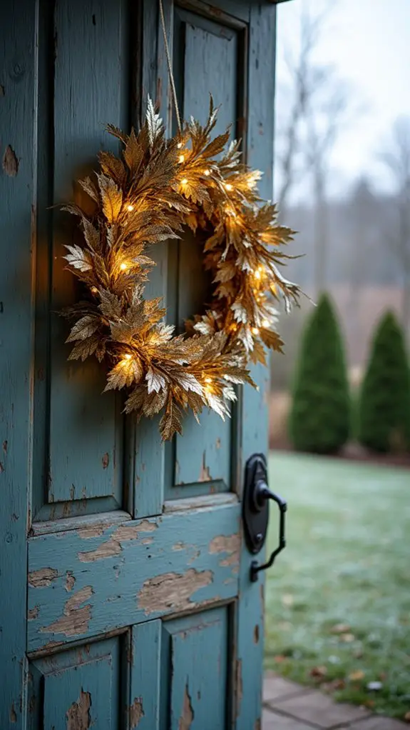 glamorous metallic leaf wreath