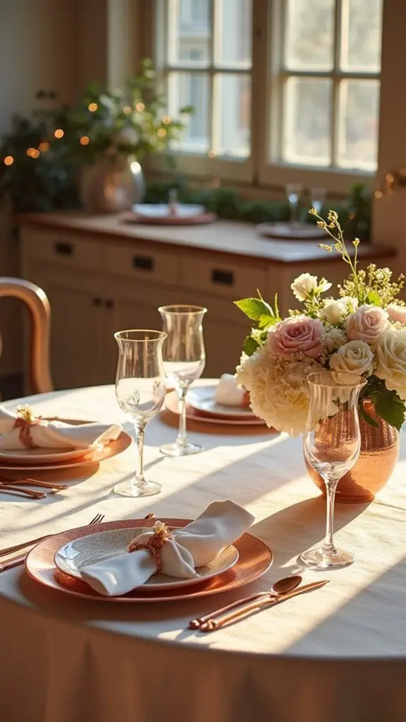 glamorous rose gold tableware