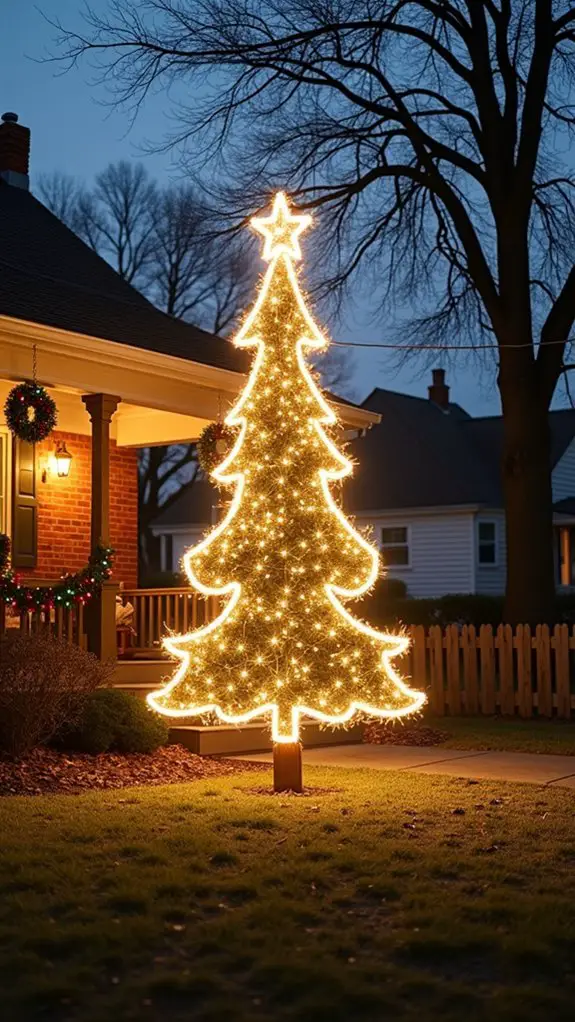 glittering lights outline tree