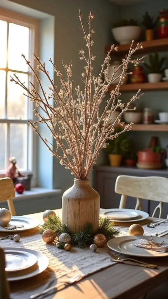 glittery branches for decor