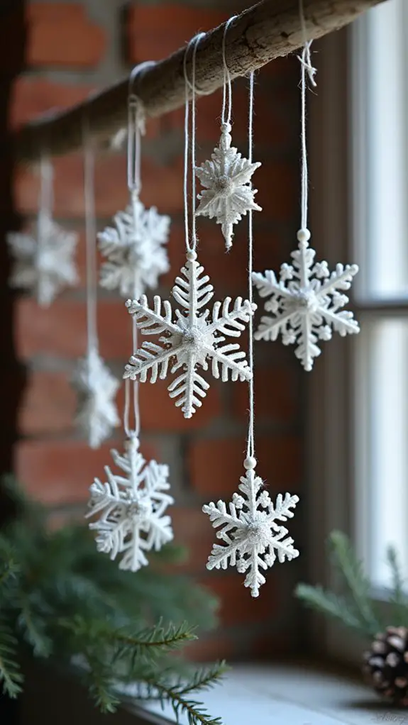 glittery cardstock snowflake ornaments