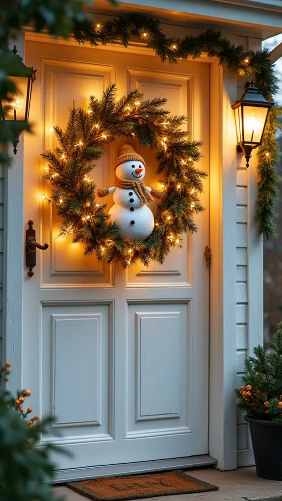 glittery gold snowman wreath
