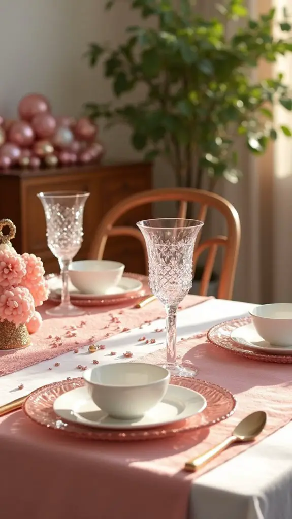 glittery pink table accents