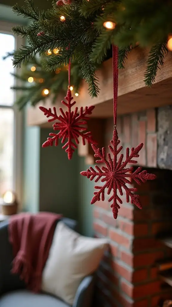 glittery red snowflake decor