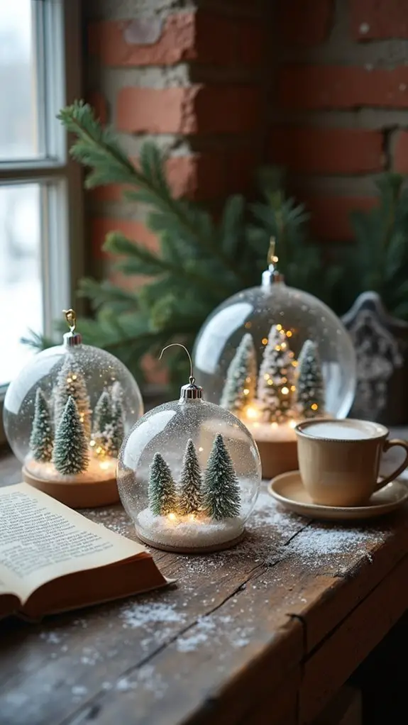 glittery snow globe ornaments