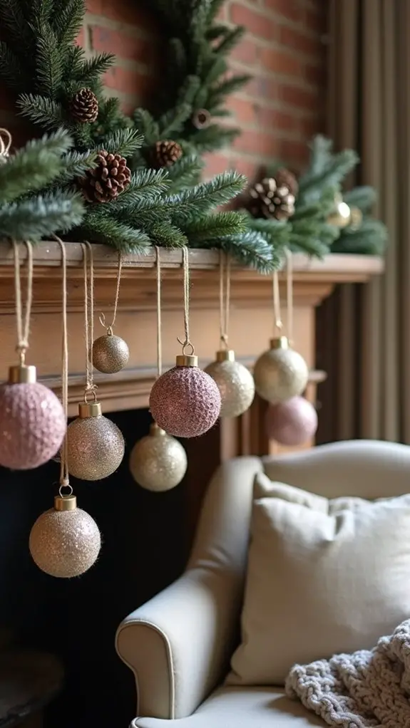 glittery twine wrapped ornaments