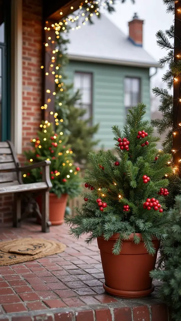 glowing festive planters decor