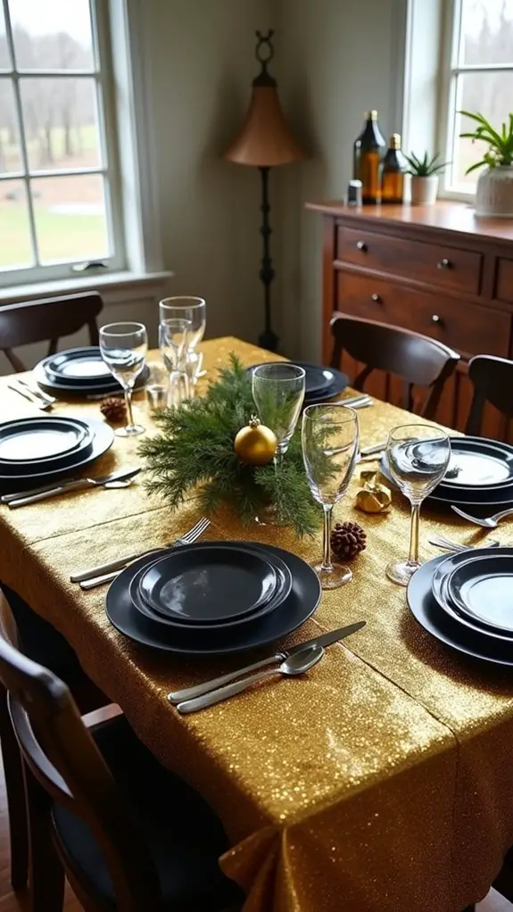 gold sequin table transformation