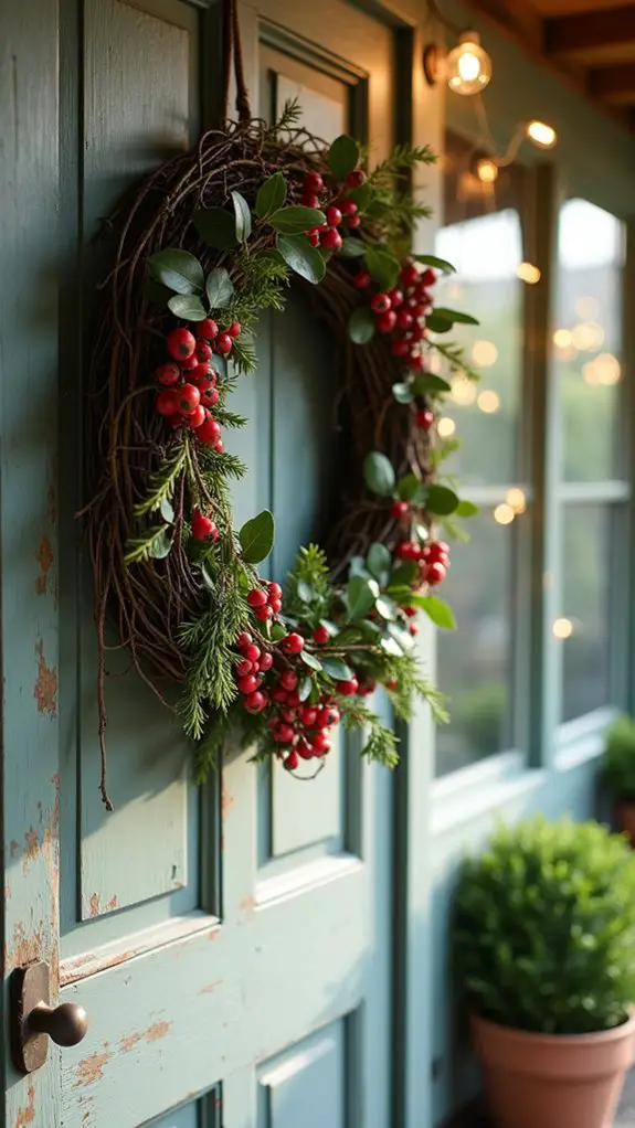 grapevine wreath with foliage