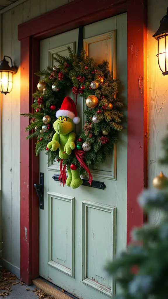 grinch and max wreath decoration
