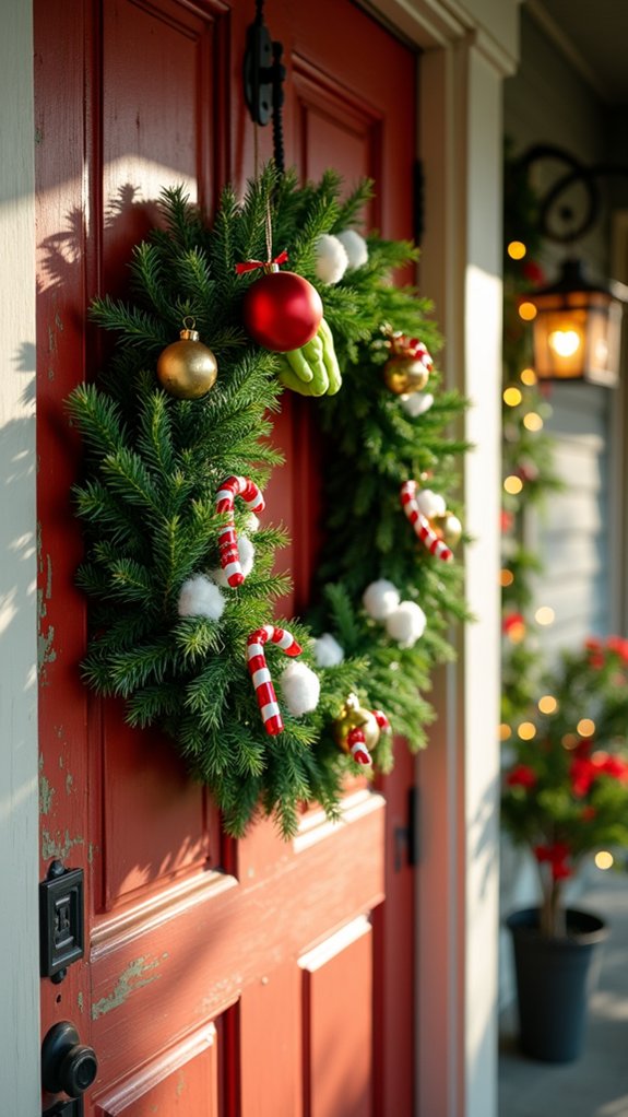 grinch hand wreath decorations