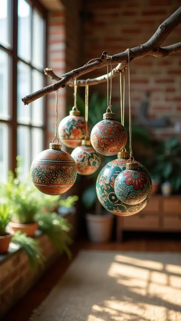 hand painted colorful holiday ornaments