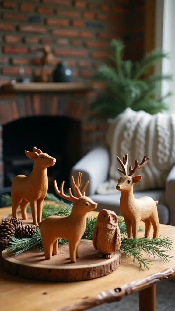 handcarved nature inspired christmas ornaments