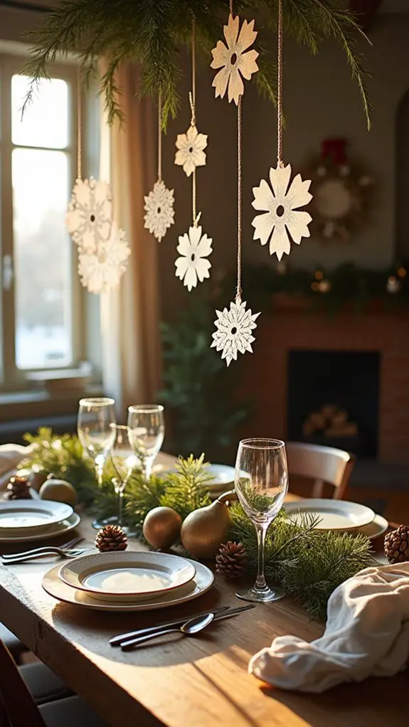 handcrafted colorful paper snowflakes