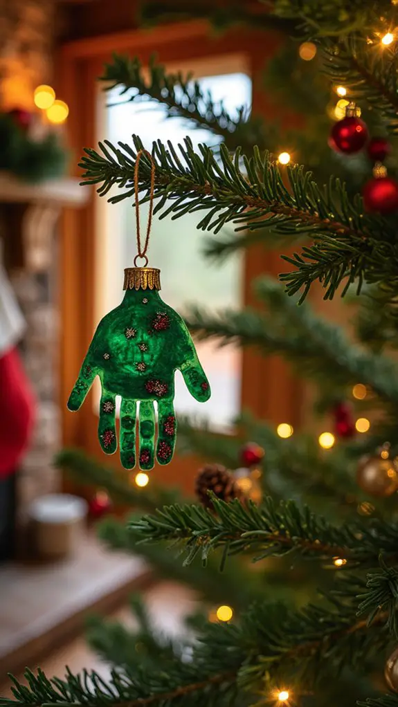 handprint christmas tree ornament