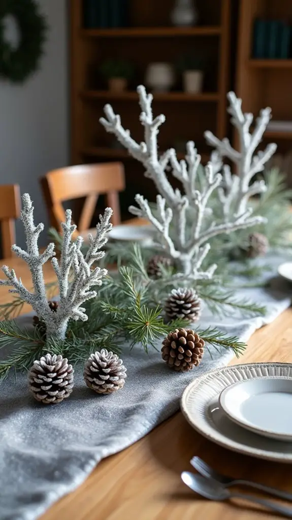 icy branches and pinecones