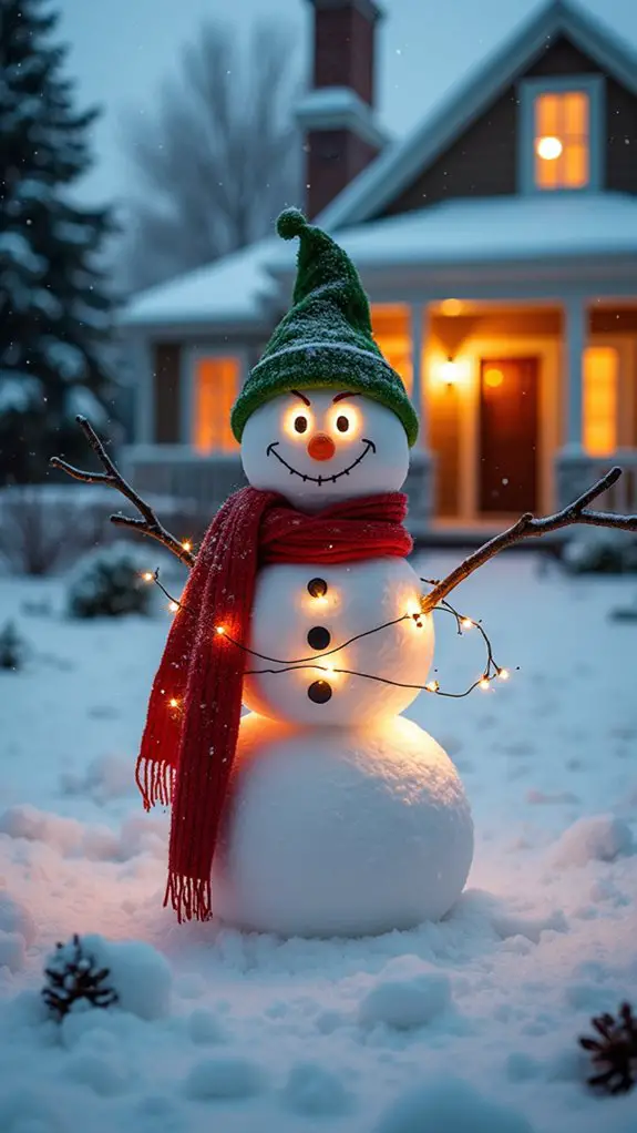 illuminated grinchy snowman creation
