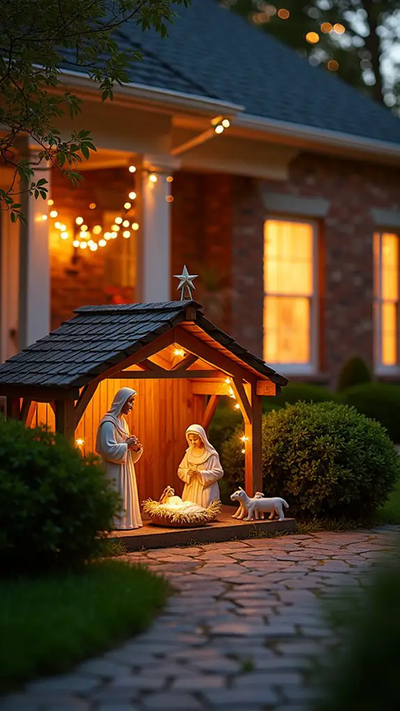 illuminated nativity scene glow