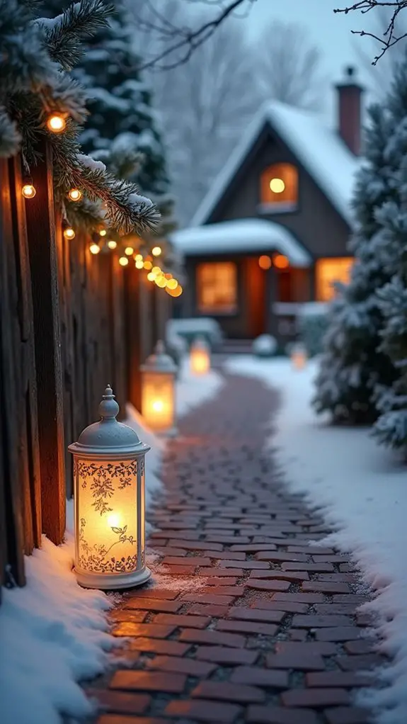 illuminated winter pathway markers