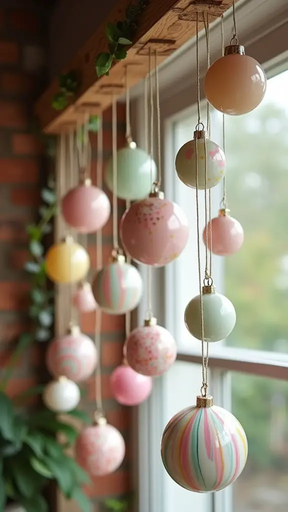 joyful pastel rainbow ornaments