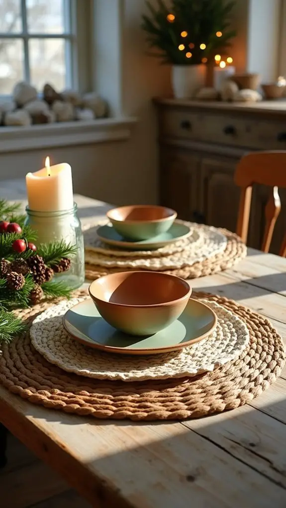 layered woven placemats enhance