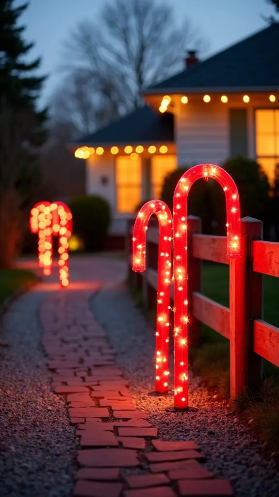 light up driveway candy canes