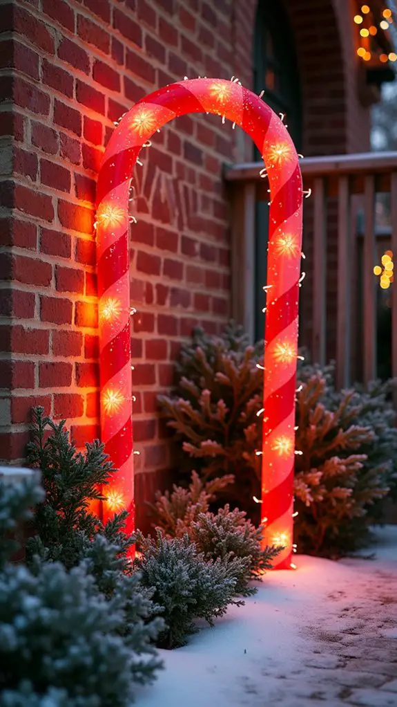 lighted candy cane backdrop
