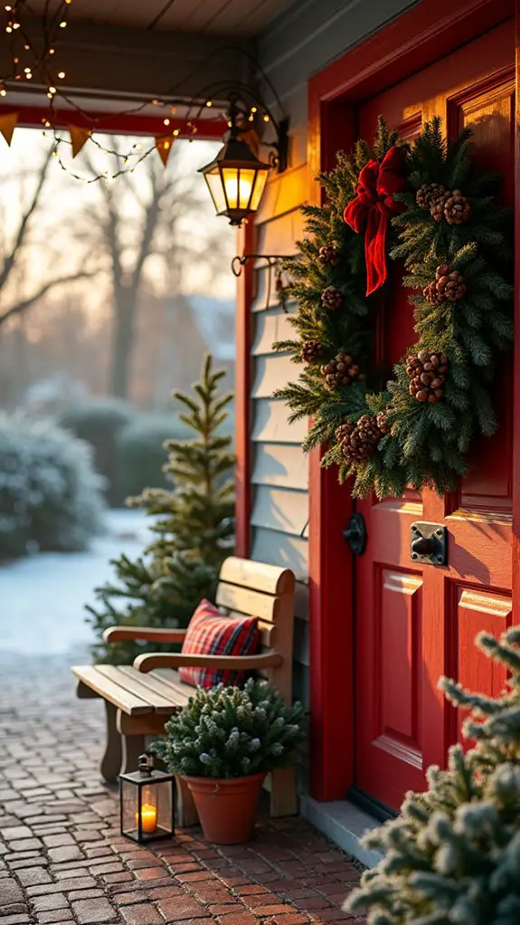 lighted festive wreath decorations