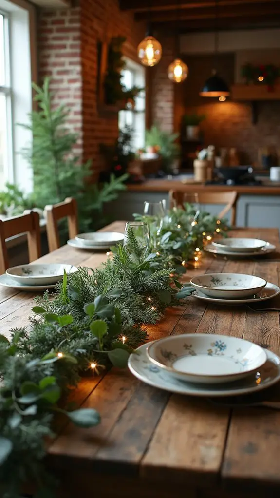 lush garland with fairy lights